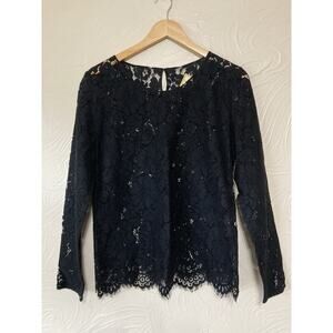 Luba by Hannah Payne sheer black lace long-sleeve blouse Size 6